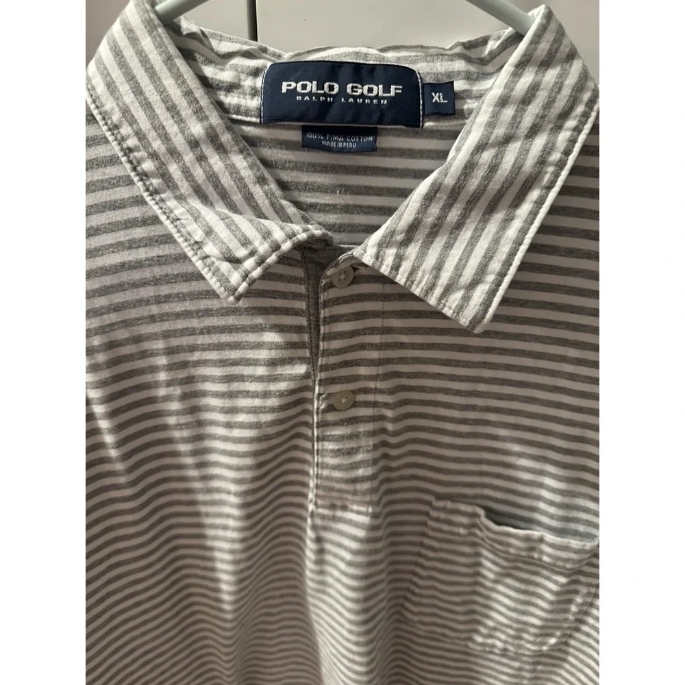 Ralph Lauren Polo Golf Men's Short Sleeve Size XL Gray And‎ White Polo